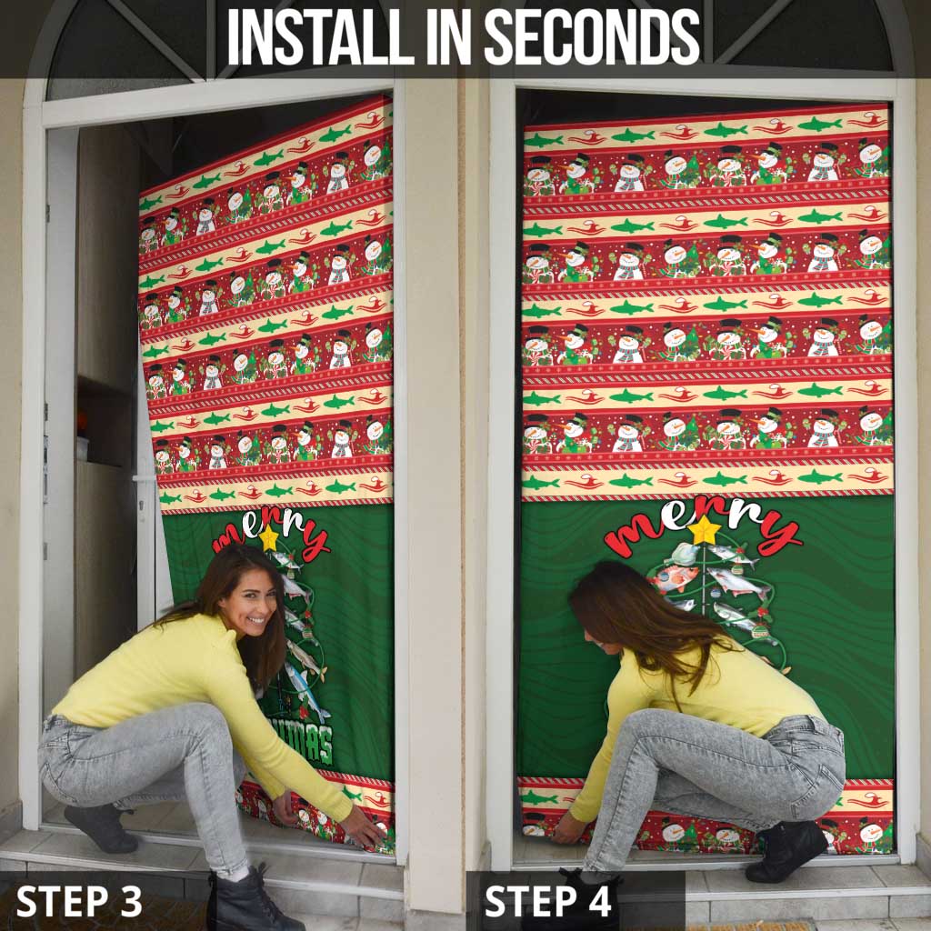 Fishing Christmas Door Cover Merry Fishmas - Wonder Print Shop