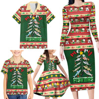 Fishing Christmas Family Matching Long Sleeve Bodycon Dress and Hawaiian Shirt Merry Fishmas - Wonder Print Shop