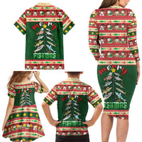 Fishing Christmas Family Matching Long Sleeve Bodycon Dress and Hawaiian Shirt Merry Fishmas - Wonder Print Shop
