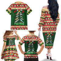 Fishing Christmas Family Matching Off The Shoulder Long Sleeve Dress and Hawaiian Shirt Merry Fishmas - Wonder Print Shop