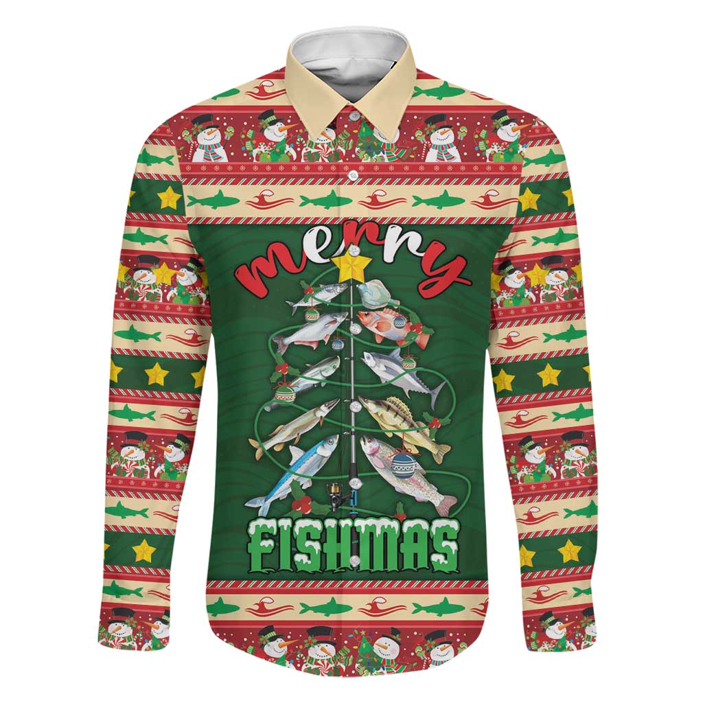 Fishing Christmas Family Matching Off The Shoulder Long Sleeve Dress and Hawaiian Shirt Merry Fishmas - Wonder Print Shop