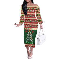 Fishing Christmas Family Matching Off The Shoulder Long Sleeve Dress and Hawaiian Shirt Merry Fishmas - Wonder Print Shop