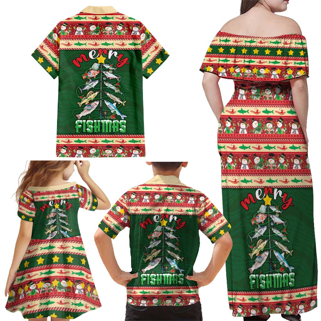 Fishing Christmas Family Matching Off Shoulder Maxi Dress and Hawaiian Shirt Merry Fishmas - Wonder Print Shop