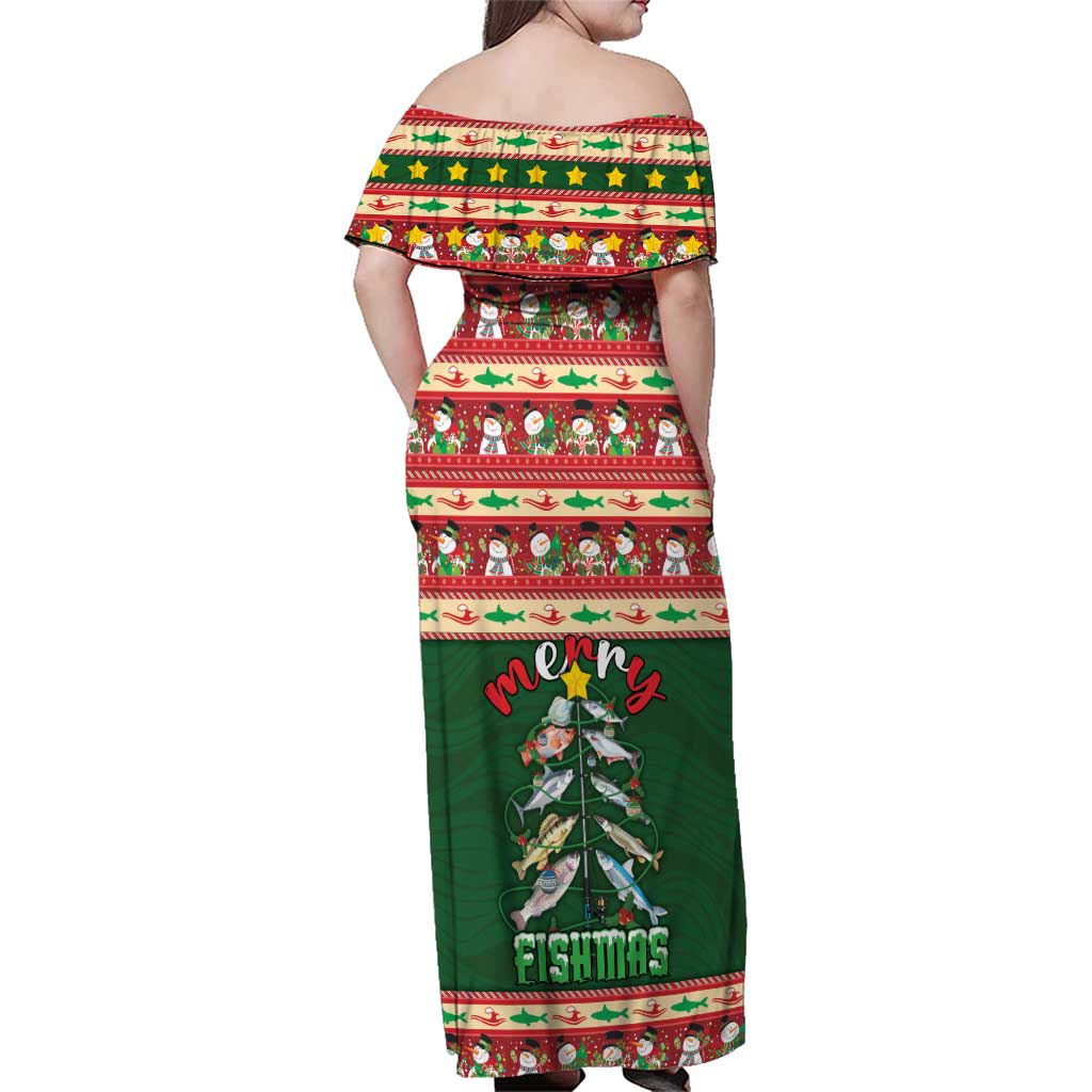 Fishing Christmas Family Matching Off Shoulder Maxi Dress and Hawaiian Shirt Merry Fishmas - Wonder Print Shop