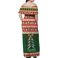 Fishing Christmas Family Matching Off Shoulder Maxi Dress and Hawaiian Shirt Merry Fishmas - Wonder Print Shop