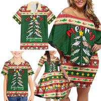 Fishing Christmas Family Matching Off Shoulder Short Dress and Hawaiian Shirt Merry Fishmas - Wonder Print Shop