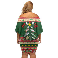 Fishing Christmas Family Matching Off Shoulder Short Dress and Hawaiian Shirt Merry Fishmas - Wonder Print Shop