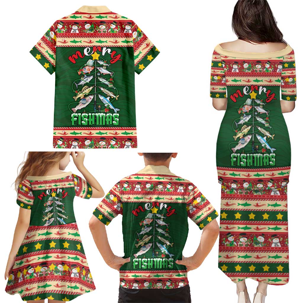 Fishing Christmas Family Matching Puletasi and Hawaiian Shirt Merry Fishmas - Wonder Print Shop