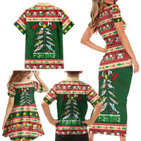 Fishing Christmas Family Matching Short Sleeve Bodycon Dress and Hawaiian Shirt Merry Fishmas - Wonder Print Shop