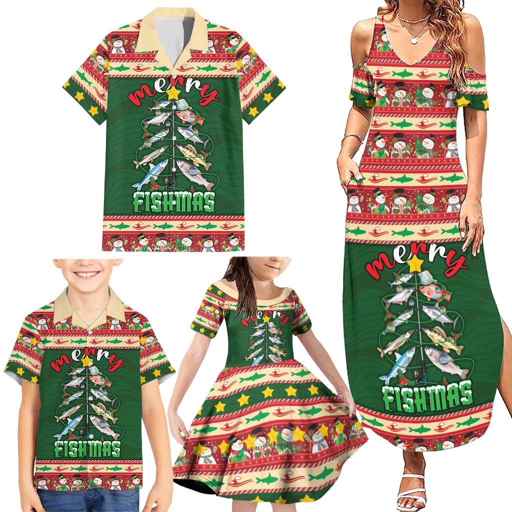 Fishing Christmas Family Matching Summer Maxi Dress and Hawaiian Shirt Merry Fishmas - Wonder Print Shop