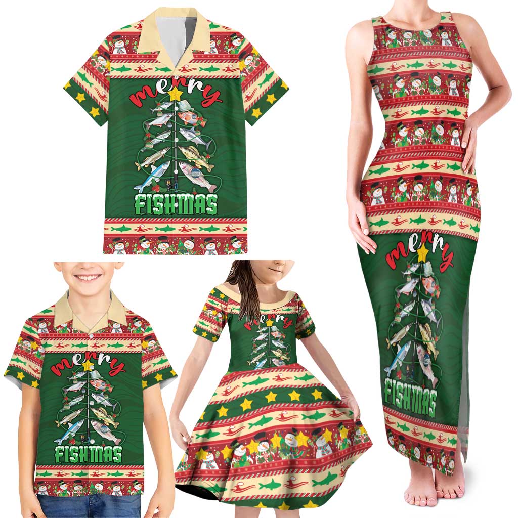 Fishing Christmas Family Matching Tank Maxi Dress and Hawaiian Shirt Merry Fishmas - Wonder Print Shop