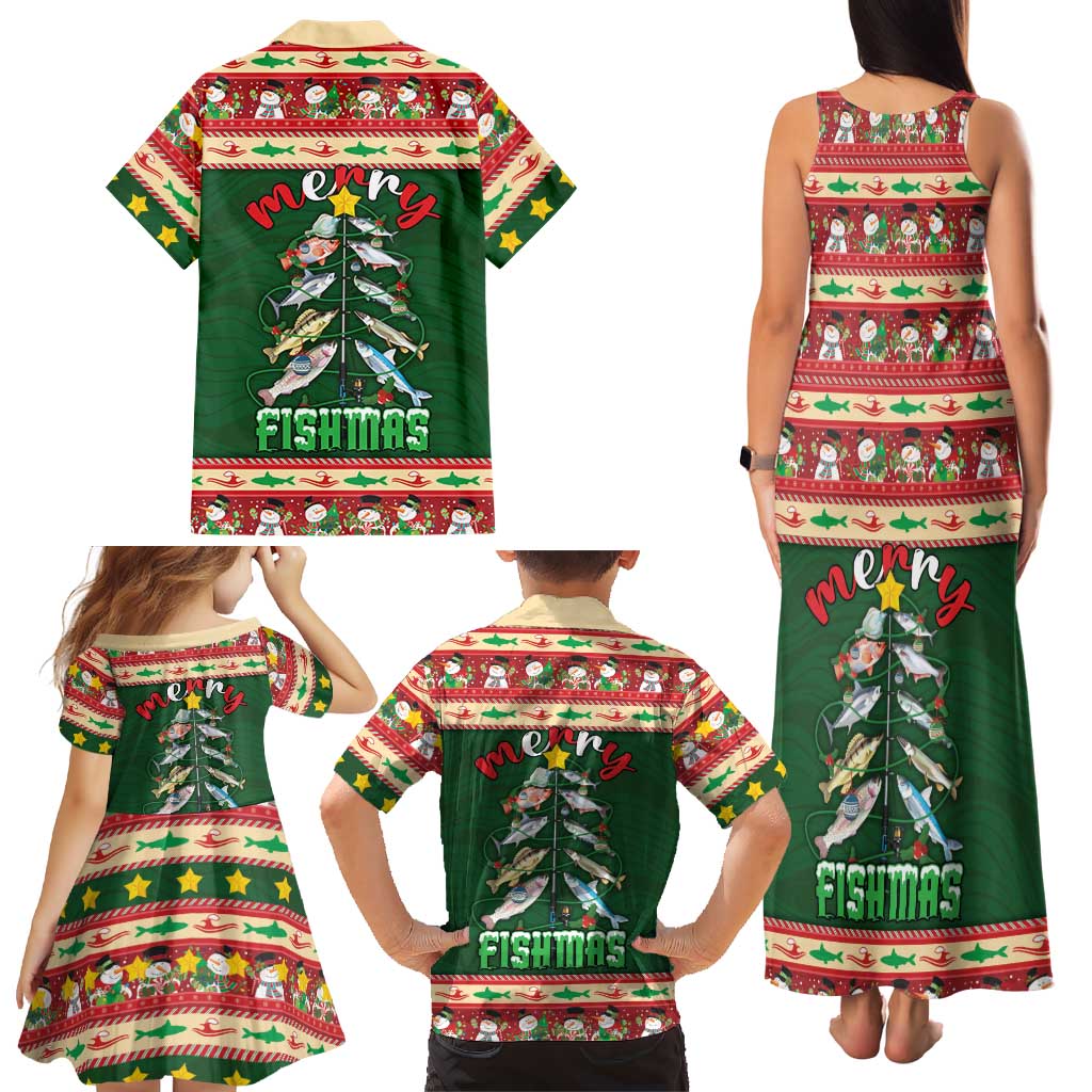 Fishing Christmas Family Matching Tank Maxi Dress and Hawaiian Shirt Merry Fishmas - Wonder Print Shop