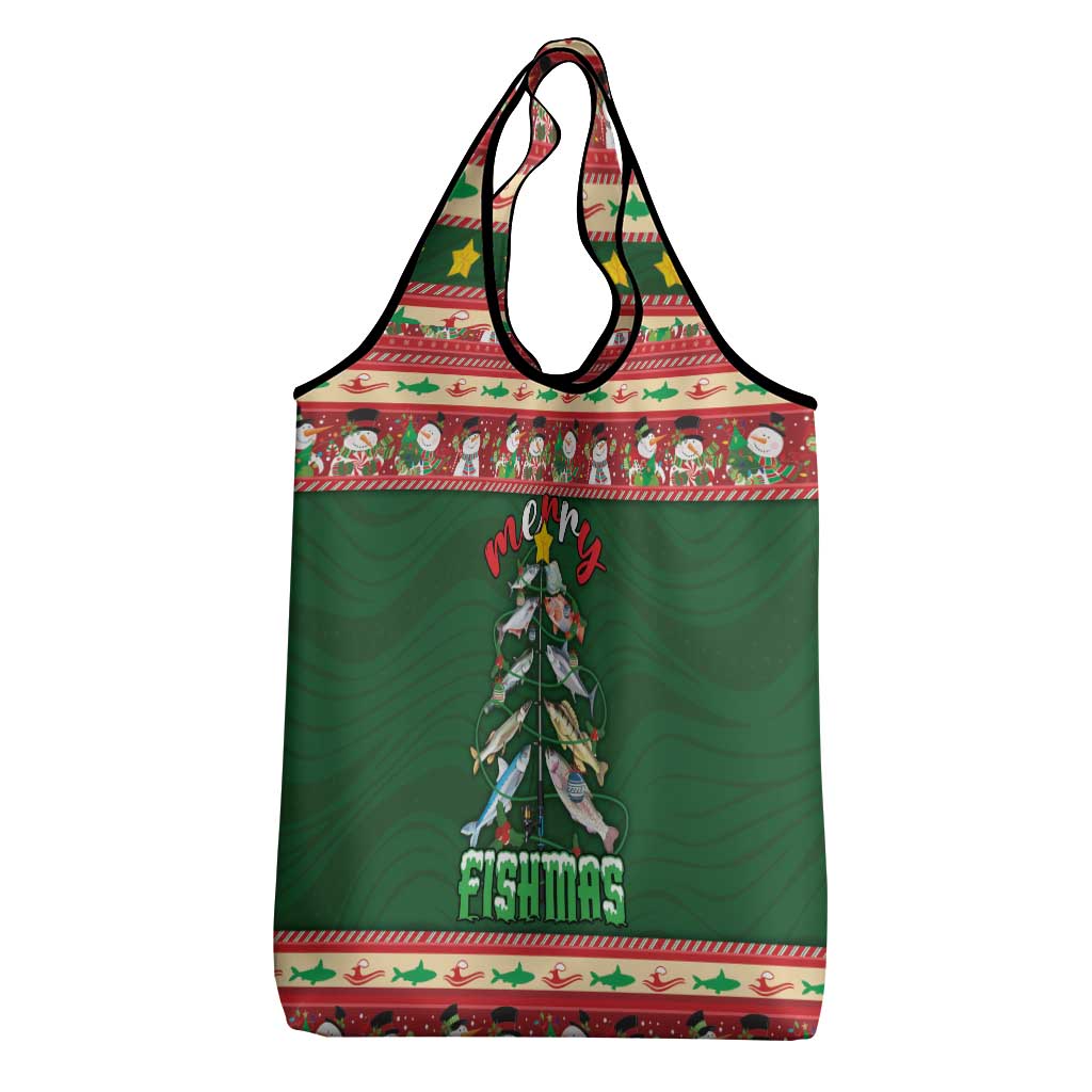 Fishing Christmas Grocery Bag Merry Fishmas - Wonder Print Shop