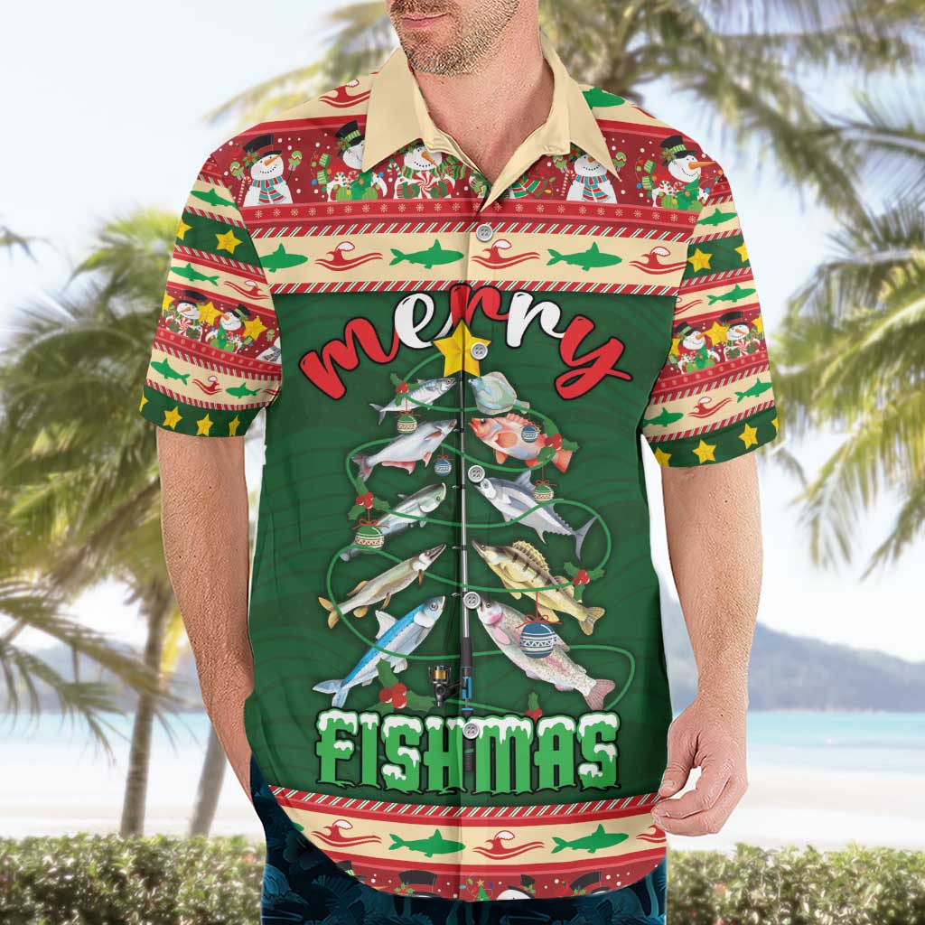Fishing Christmas Hawaiian Shirt Merry Fishmas - Wonder Print Shop