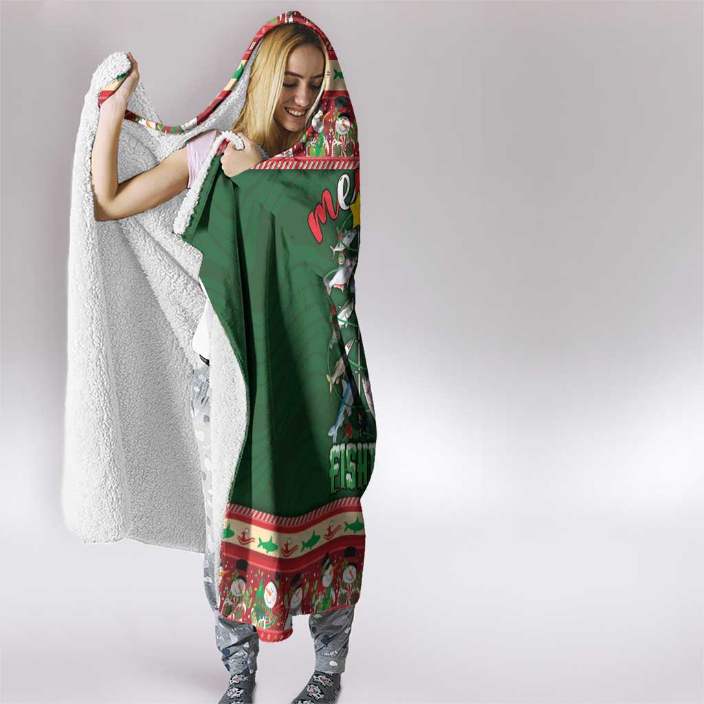 Fishing Christmas Hooded Blanket Merry Fishmas - Wonder Print Shop