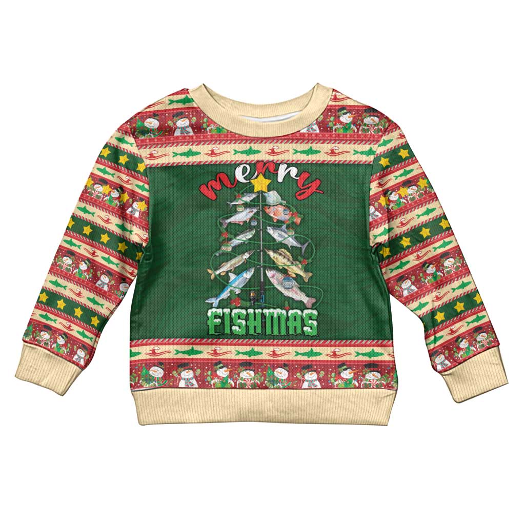 Fishing Christmas Kid Ugly Christmas Sweater Merry Fishmas - Wonder Print Shop