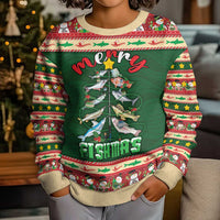 Fishing Christmas Kid Ugly Christmas Sweater Merry Fishmas - Wonder Print Shop