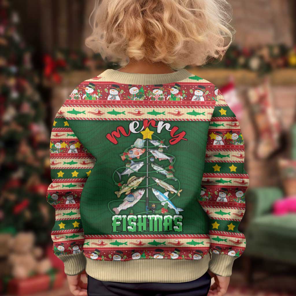 Fishing Christmas Kid Ugly Christmas Sweater Merry Fishmas - Wonder Print Shop