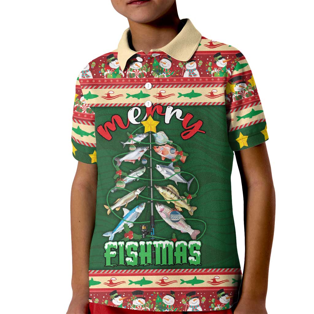 Fishing Christmas Kid Polo Shirt Merry Fishmas - Wonder Print Shop
