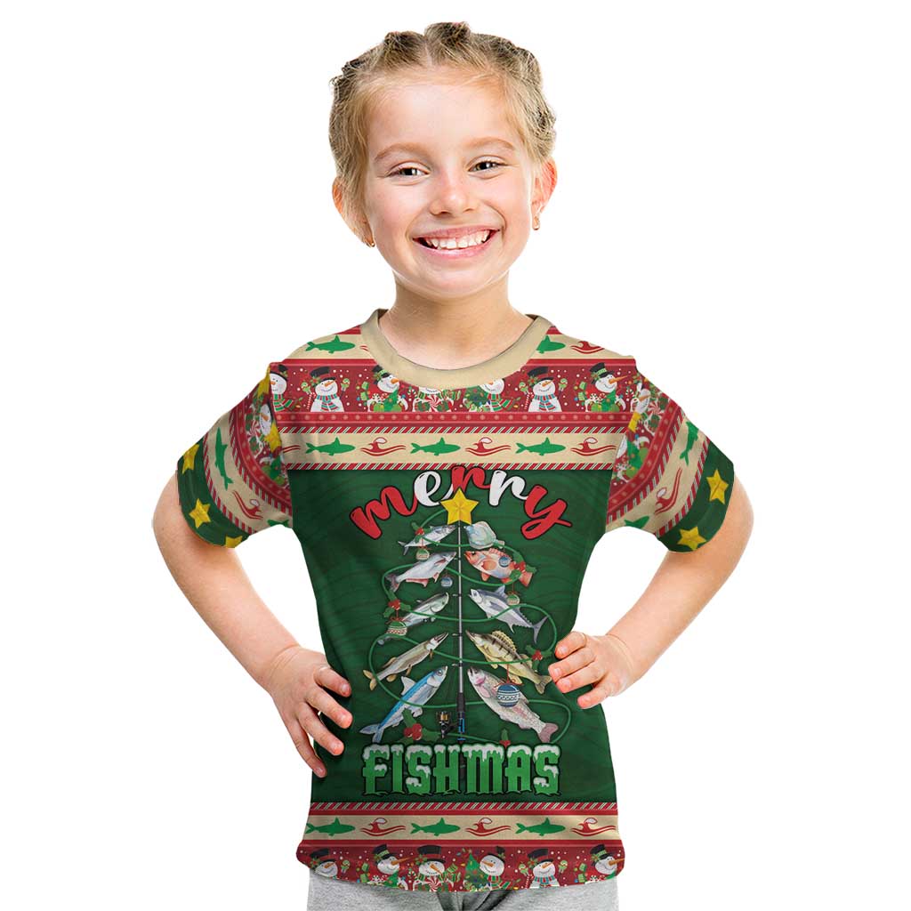 Fishing Christmas Kid T Shirt Merry Fishmas - Wonder Print Shop