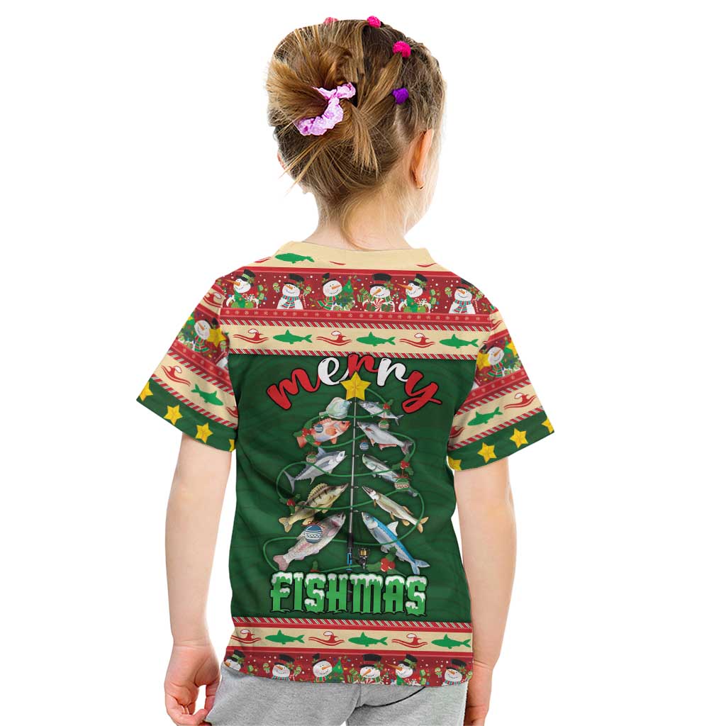 Fishing Christmas Kid T Shirt Merry Fishmas - Wonder Print Shop