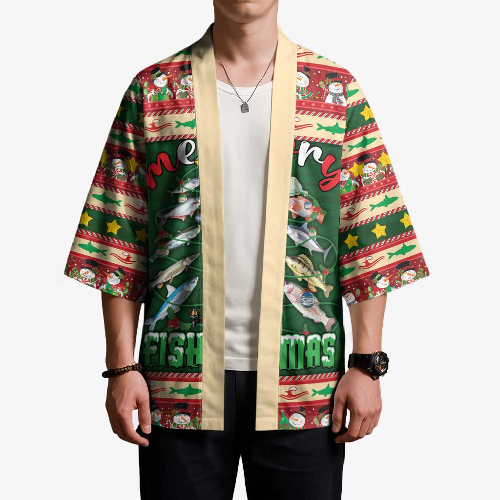 Fishing Christmas Kimono Merry Fishmas - Wonder Print Shop
