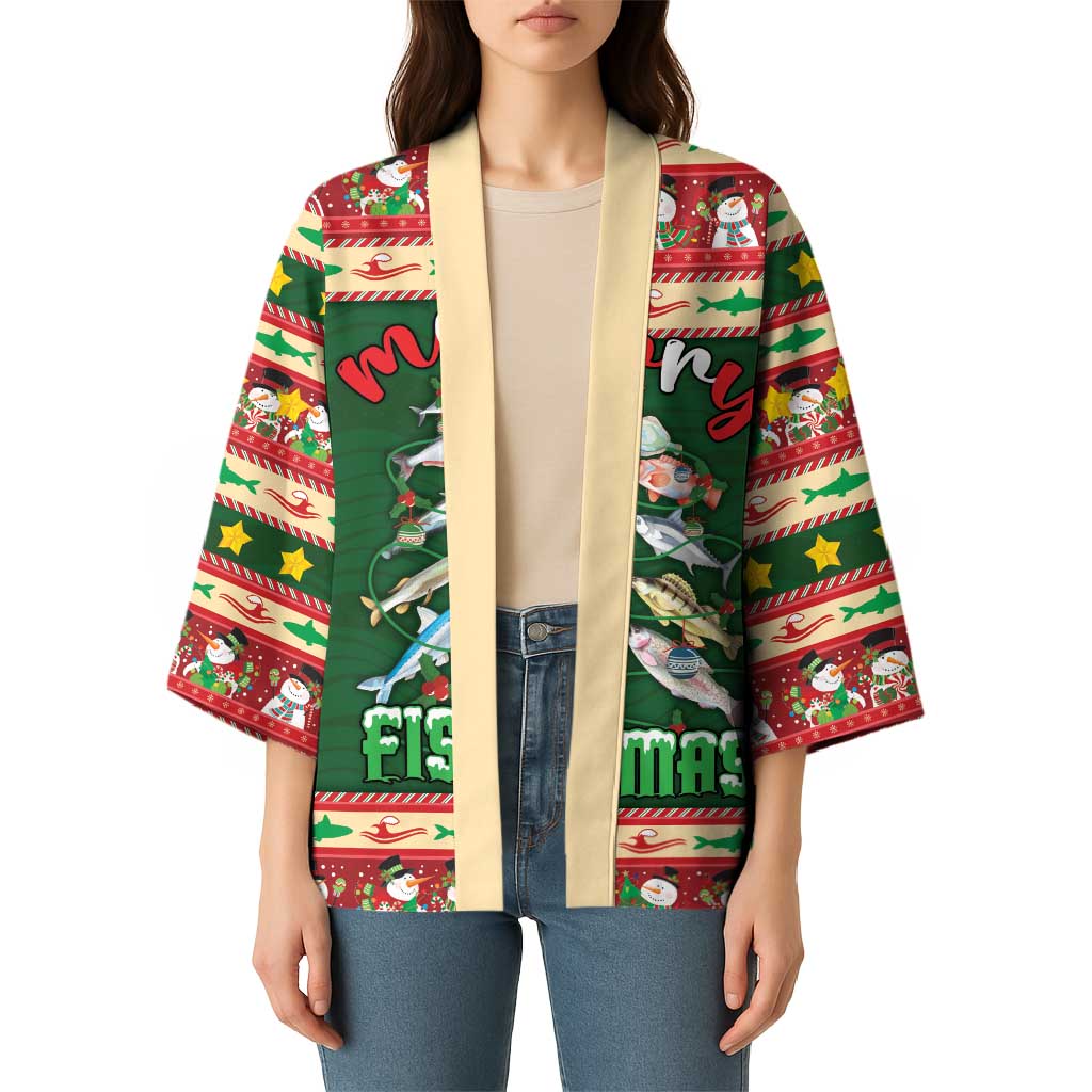 Fishing Christmas Kimono Merry Fishmas - Wonder Print Shop