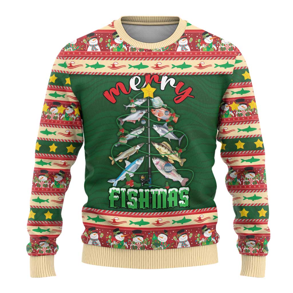 Fishing Christmas Ugly Christmas Sweater Merry Fishmas - Wonder Print Shop