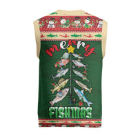 Fishing Christmas Knitted V-Neck Vest Merry Fishmas - Wonder Print Shop