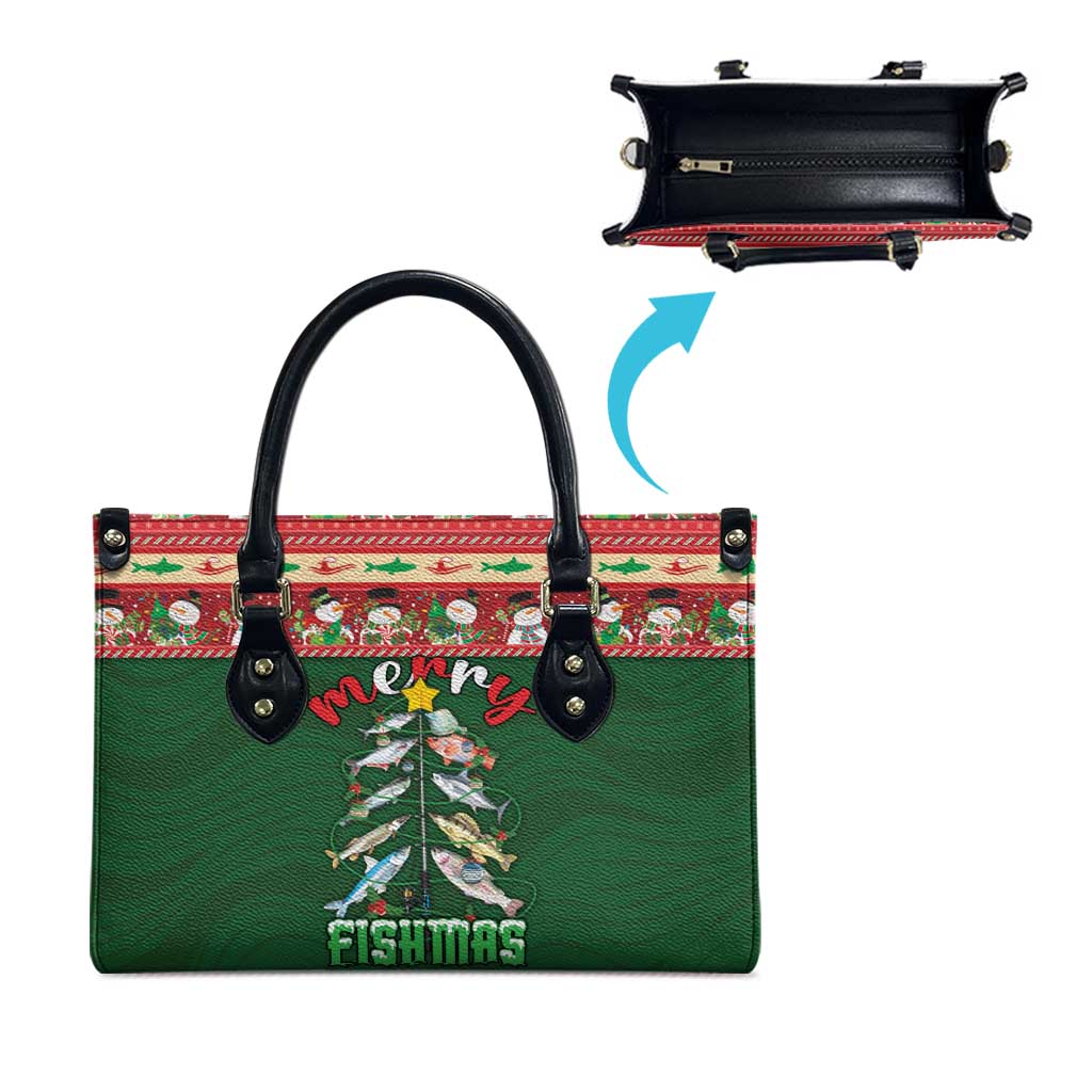Fishing Christmas Leather Bag Merry Fishmas - Wonder Print Shop
