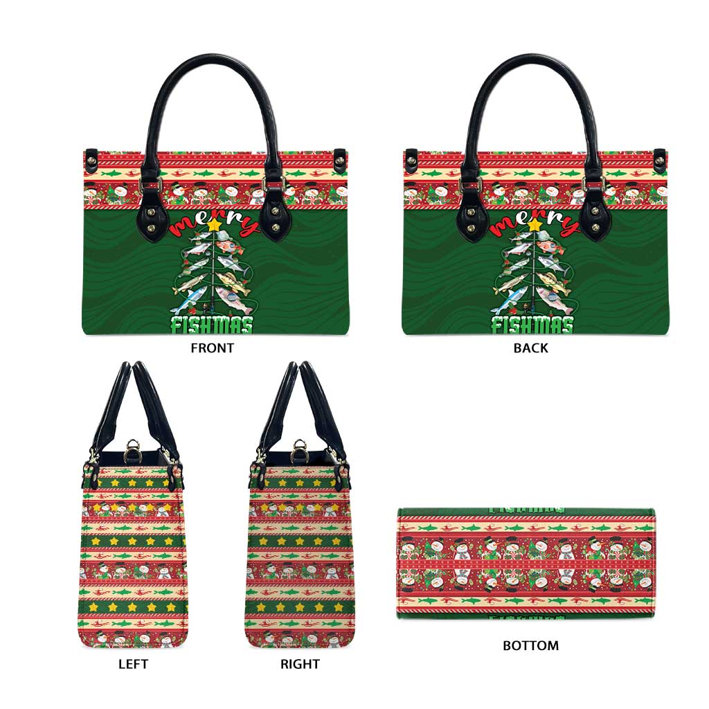 Fishing Christmas Leather Bag Merry Fishmas - Wonder Print Shop