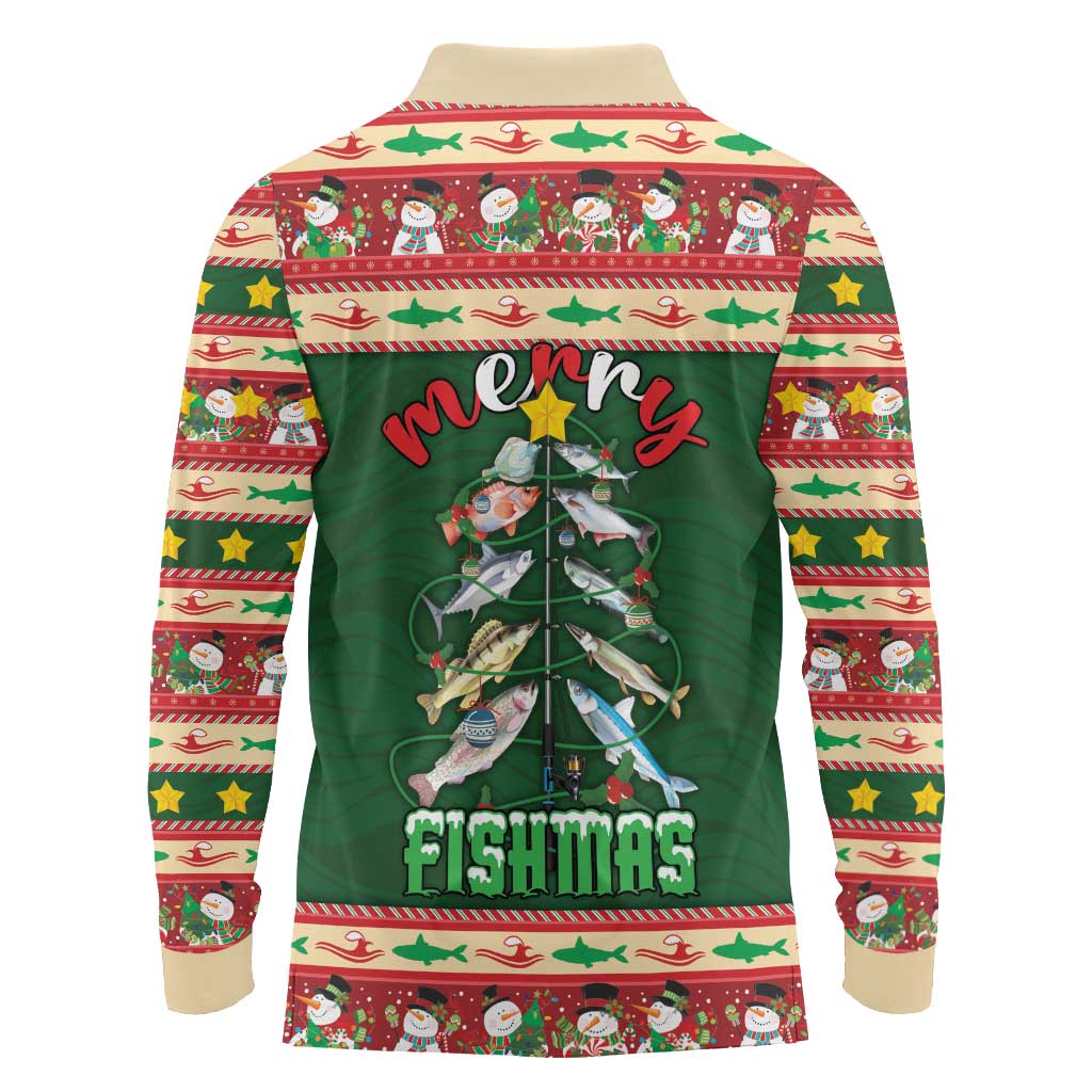 Fishing Christmas Long Sleeve Polo Shirt Merry Fishmas - Wonder Print Shop