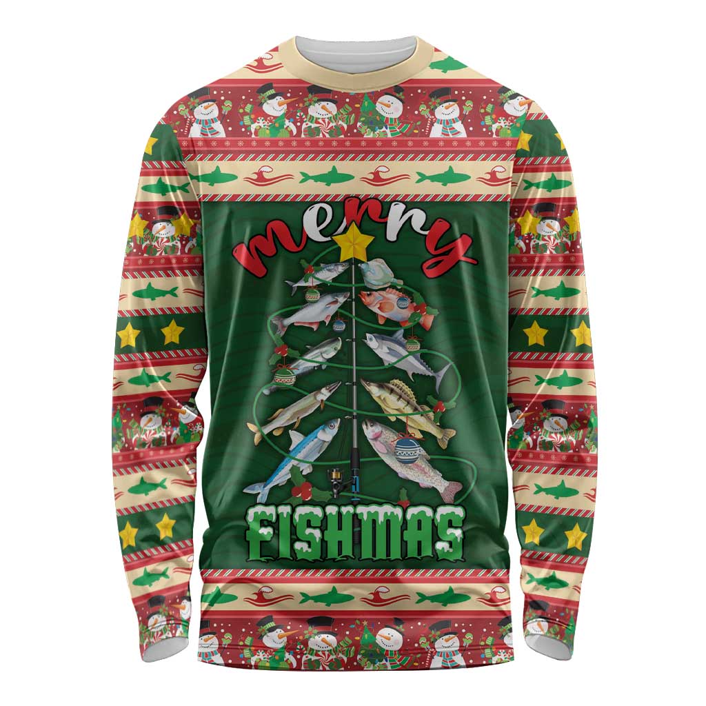 Fishing Christmas Long Sleeve Shirt Merry Fishmas - Wonder Print Shop