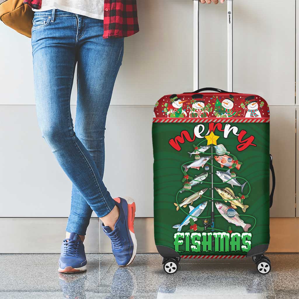 Fishing Christmas Luggage Cover Merry Fishmas - Wonder Print Shop