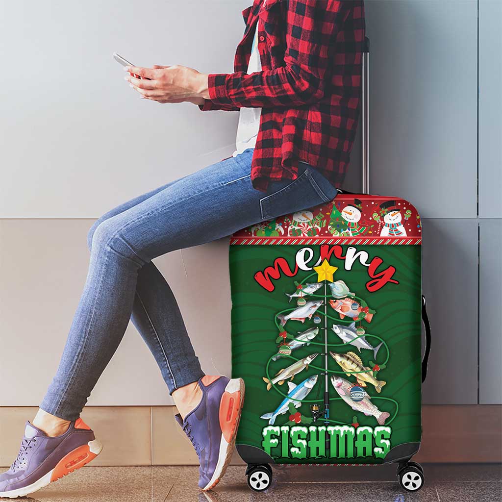 Fishing Christmas Luggage Cover Merry Fishmas - Wonder Print Shop