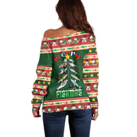 Fishing Christmas Off Shoulder Sweater Merry Fishmas - Wonder Print Shop