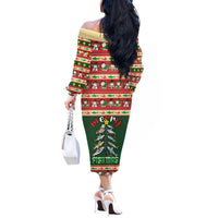 Fishing Christmas Off The Shoulder Long Sleeve Dress Merry Fishmas - Wonder Print Shop