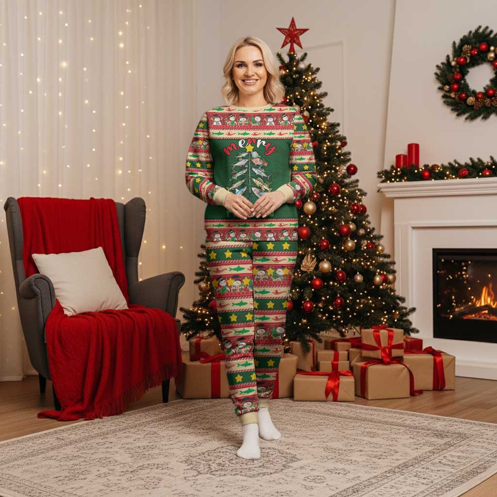 Fishing Christmas Pajama Set Merry Fishmas - Wonder Print Shop
