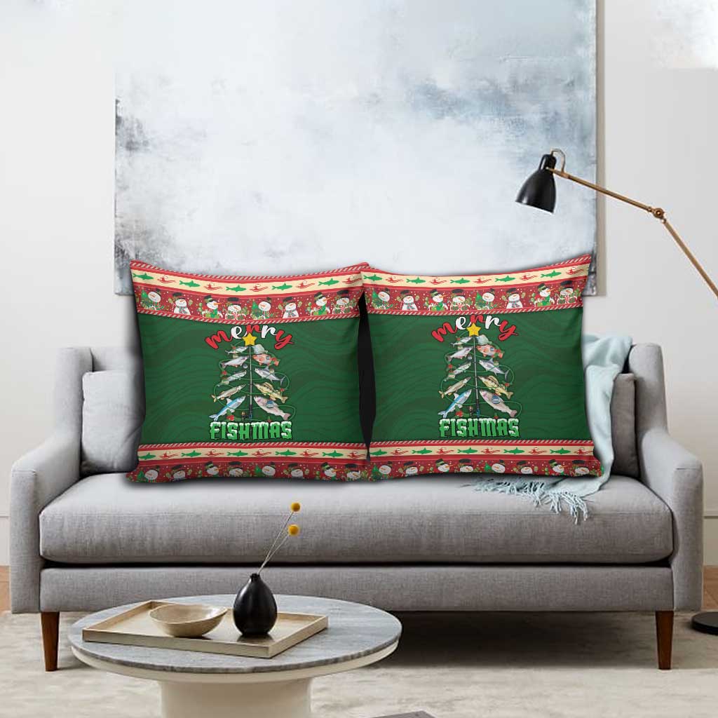 Fishing Christmas Pillow Cover Merry Fishmas - Wonder Print Shop
