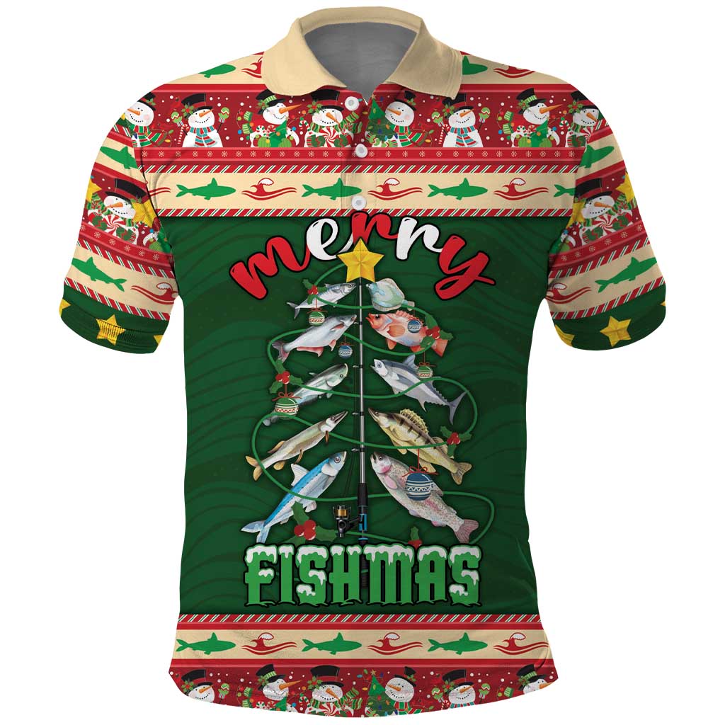 Fishing Christmas Polo Shirt Merry Fishmas - Wonder Print Shop