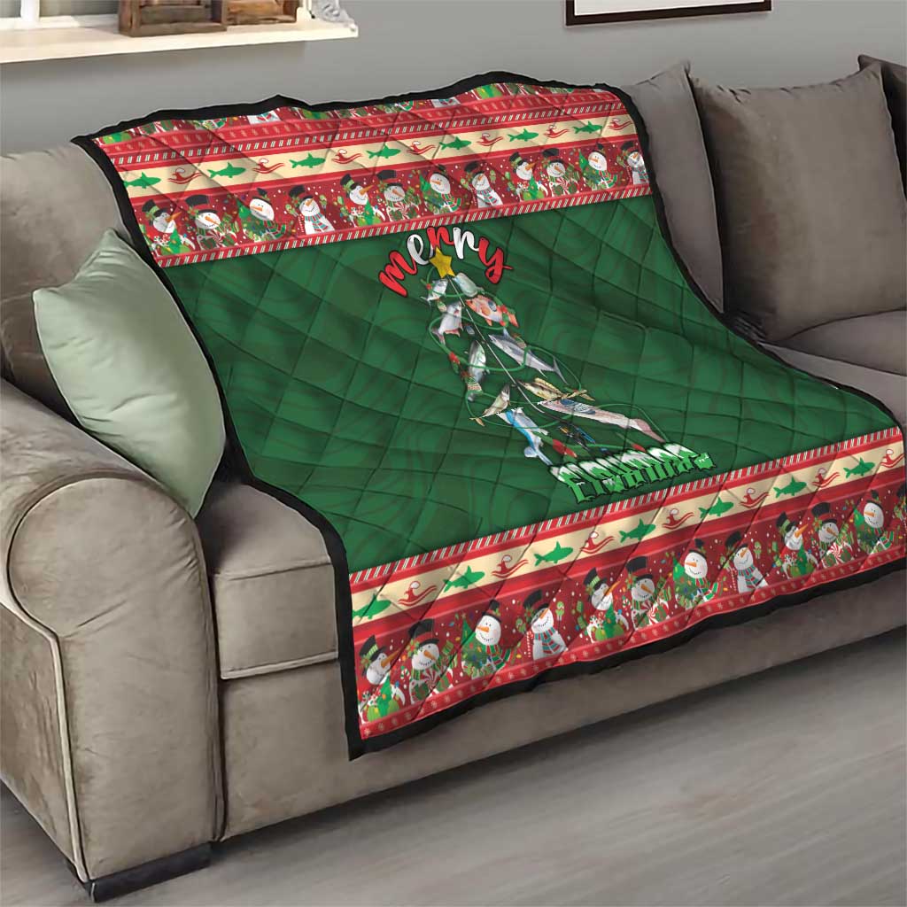 Fishing Christmas Quilt Merry Fishmas - Wonder Print Shop