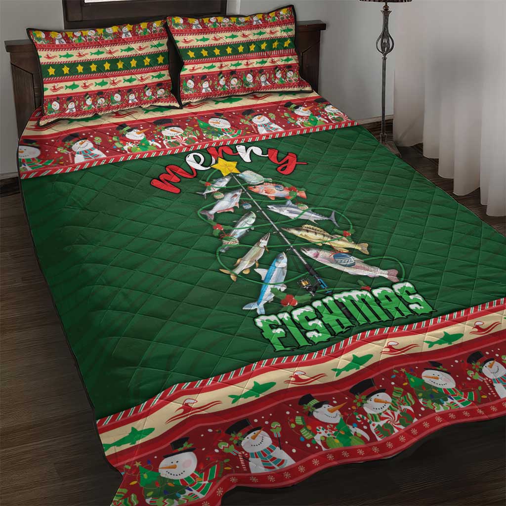 Fishing Christmas Quilt Bed Set Merry Fishmas - Wonder Print Shop