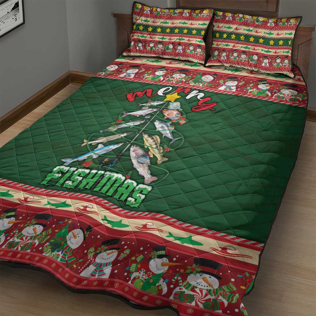 Fishing Christmas Quilt Bed Set Merry Fishmas - Wonder Print Shop