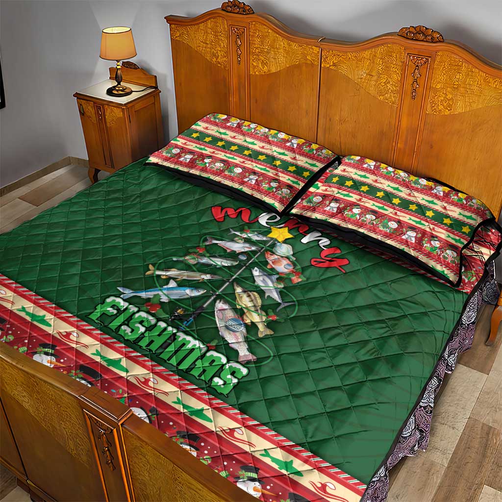 Fishing Christmas Quilt Bed Set Merry Fishmas - Wonder Print Shop