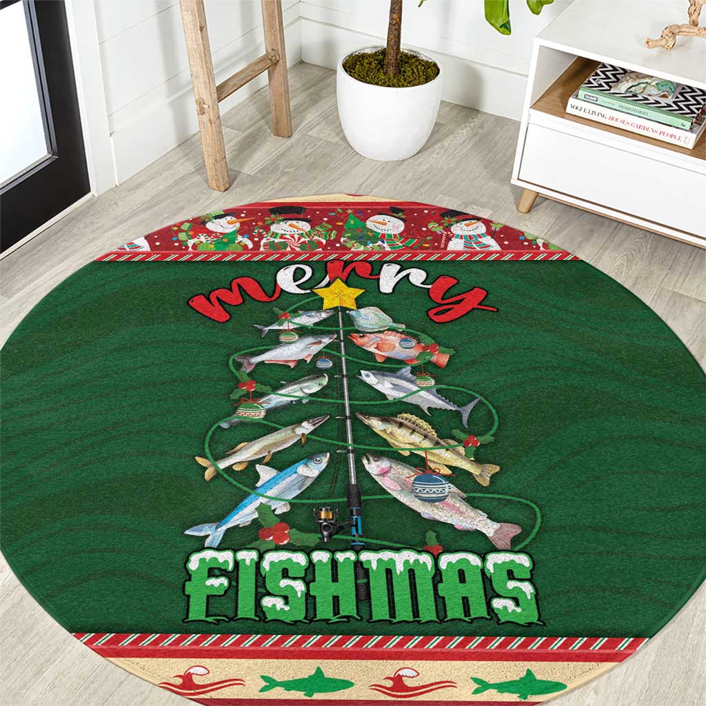 Fishing Christmas Round Carpet Merry Fishmas - Wonder Print Shop