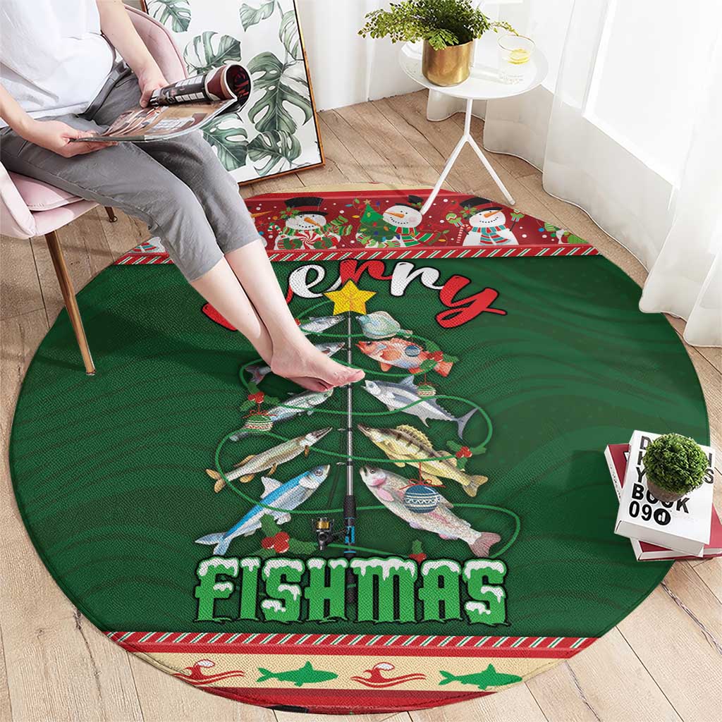 Fishing Christmas Round Carpet Merry Fishmas - Wonder Print Shop