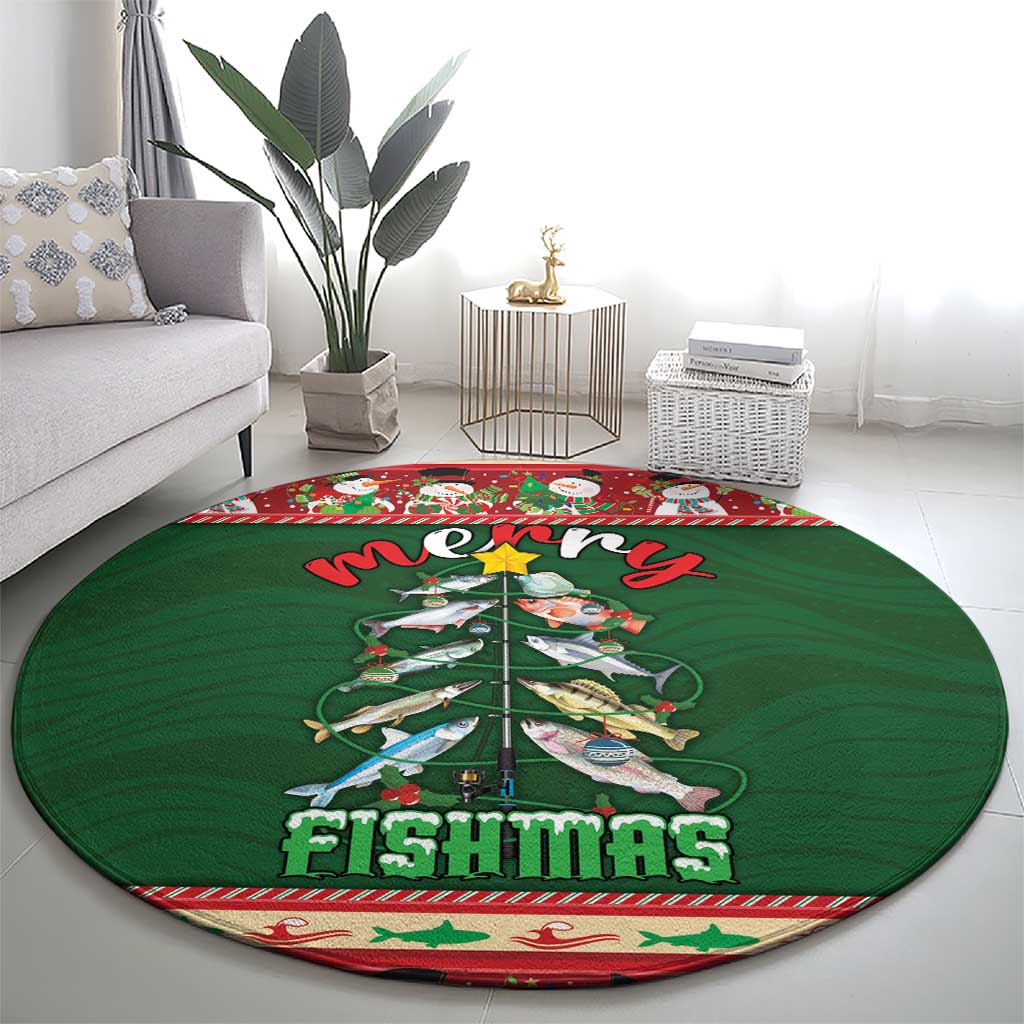 Fishing Christmas Round Carpet Merry Fishmas - Wonder Print Shop