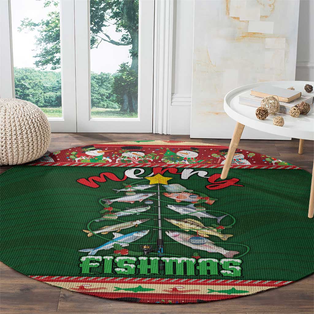 Fishing Christmas Round Carpet Merry Fishmas - Wonder Print Shop