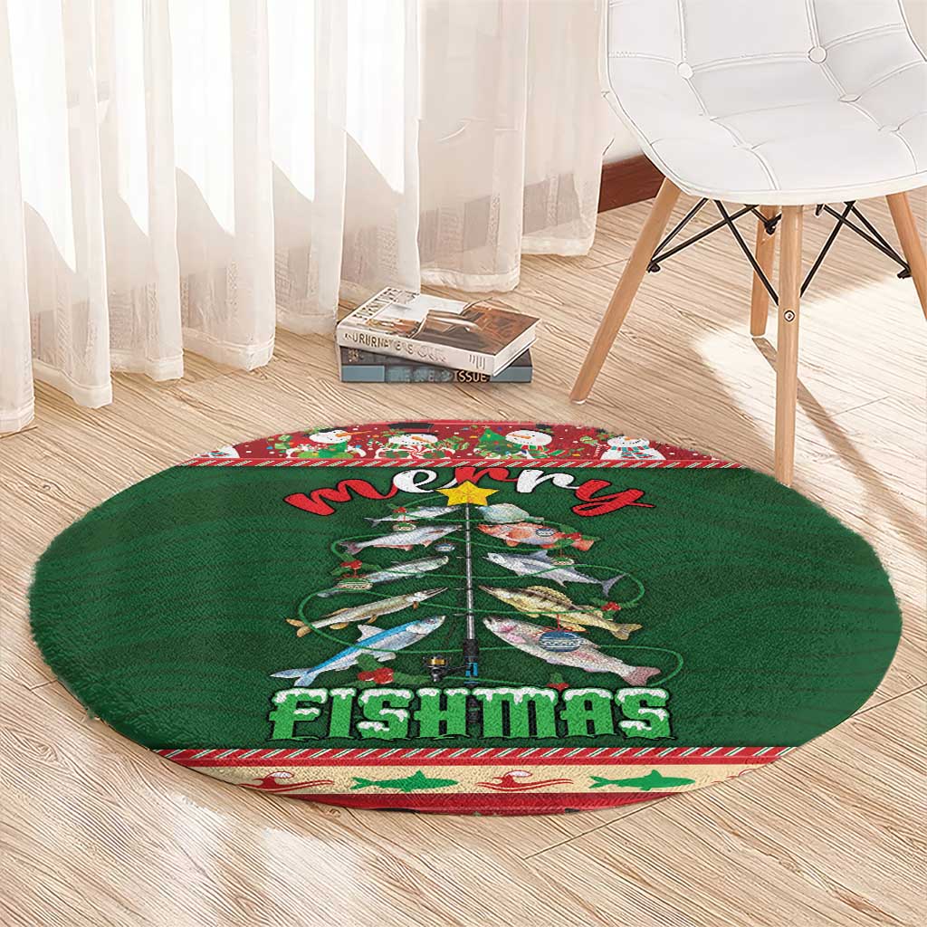 Fishing Christmas Round Carpet Merry Fishmas - Wonder Print Shop