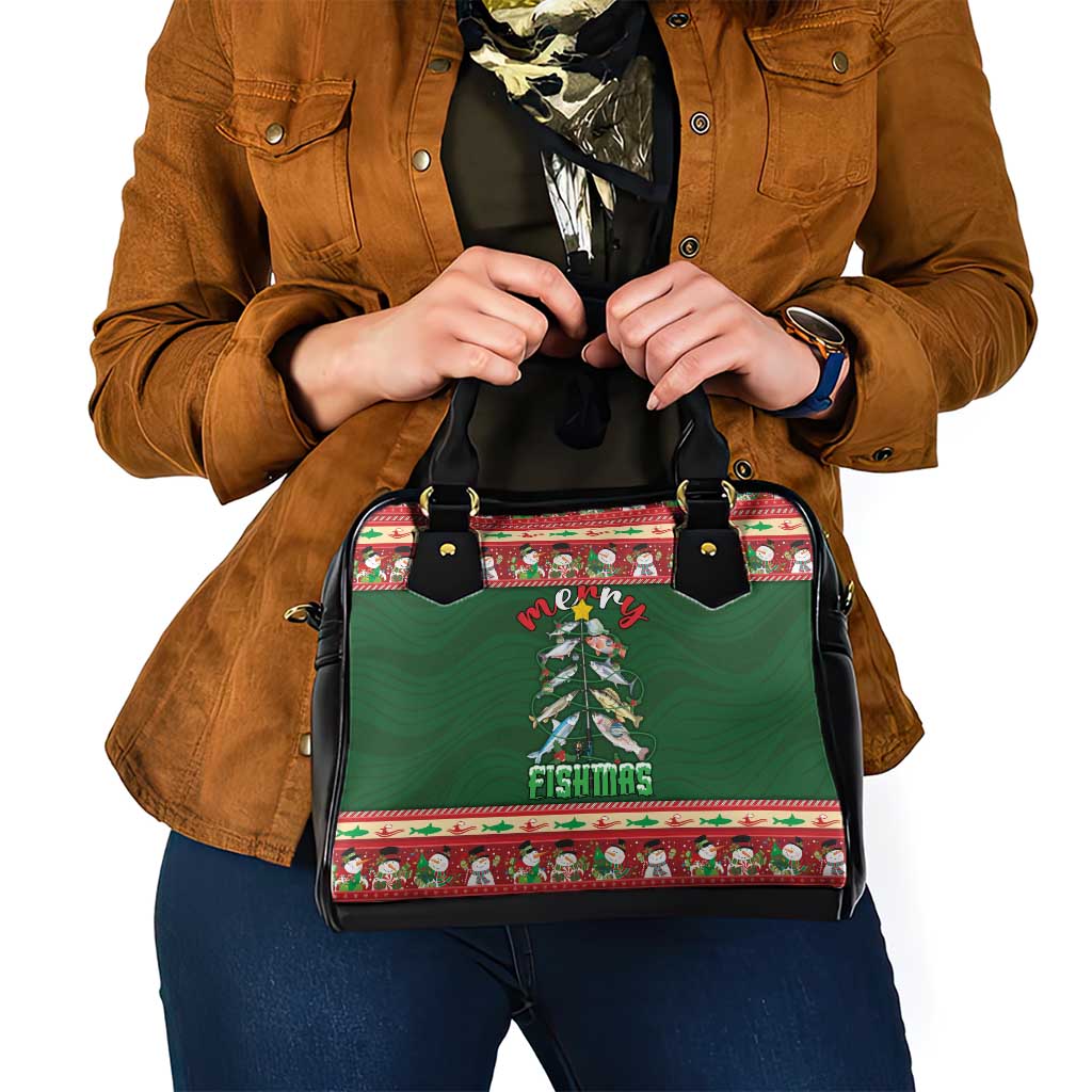 Fishing Christmas Shoulder Handbag Merry Fishmas - Wonder Print Shop